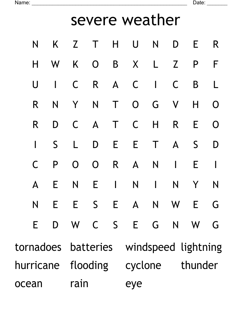 severe weather Word Search