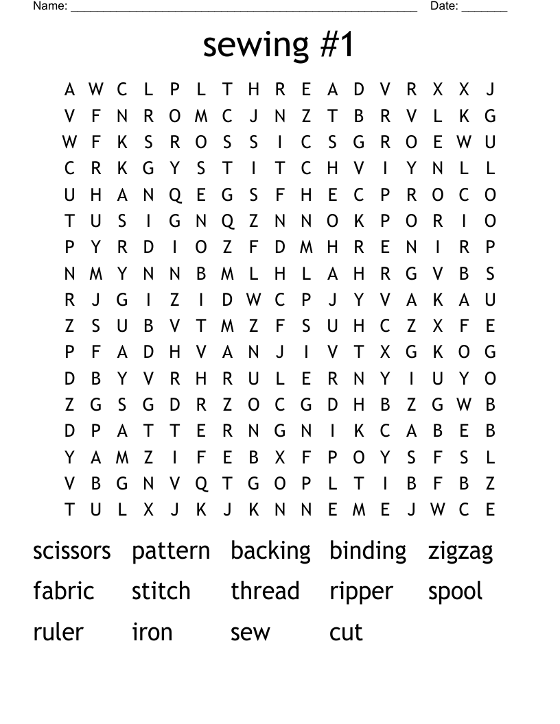 sewing #1 Word Search
