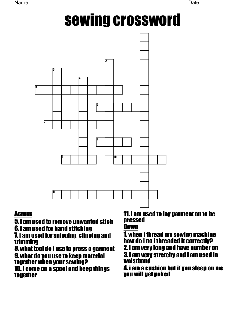 sewing crossword