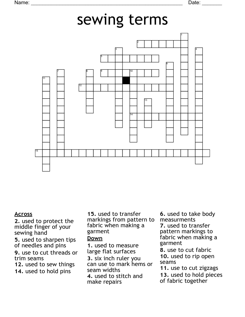 sewing terms Crossword