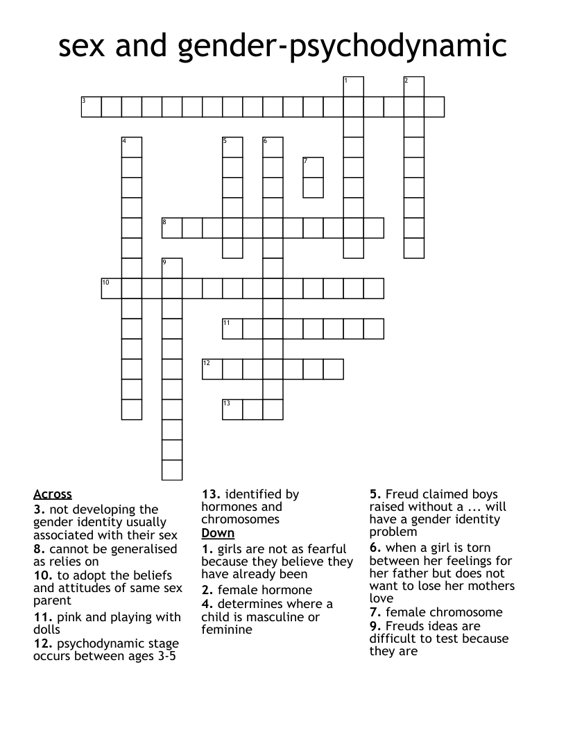 sex and gender-psychodynamic Crossword