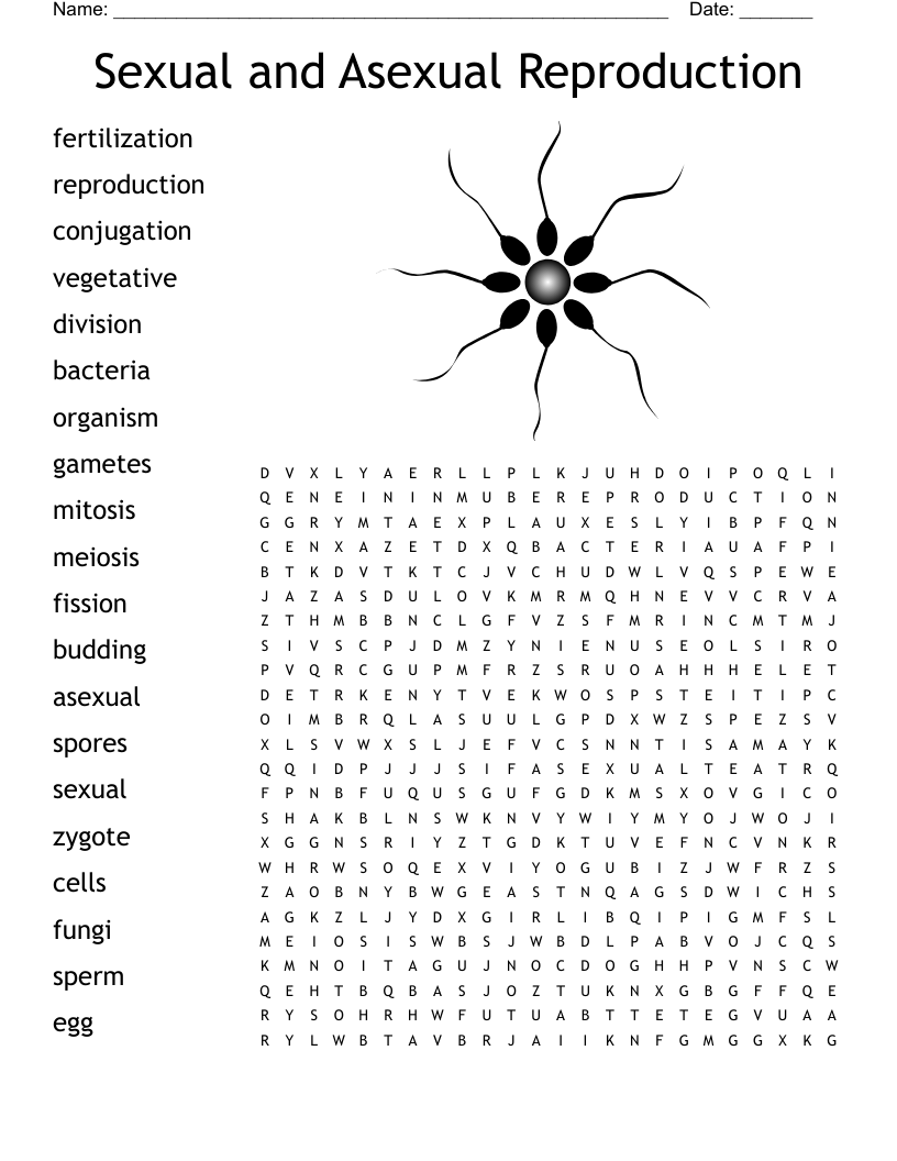 Sexual and Asexual Reproduction Word Search