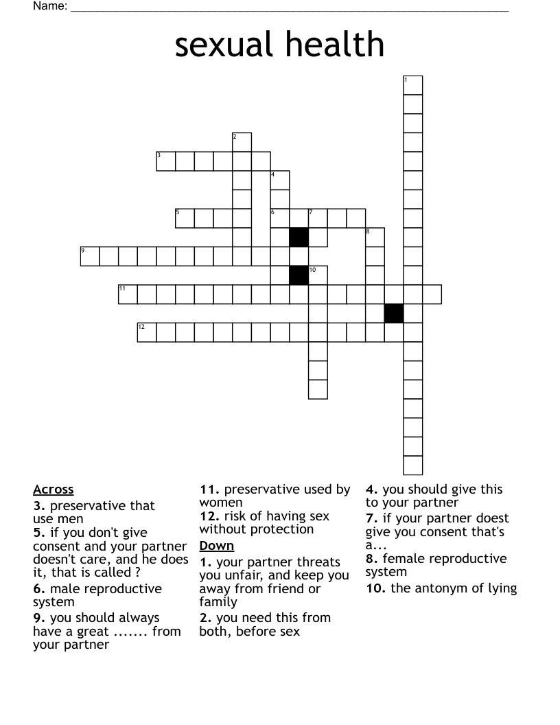sexual health Crossword