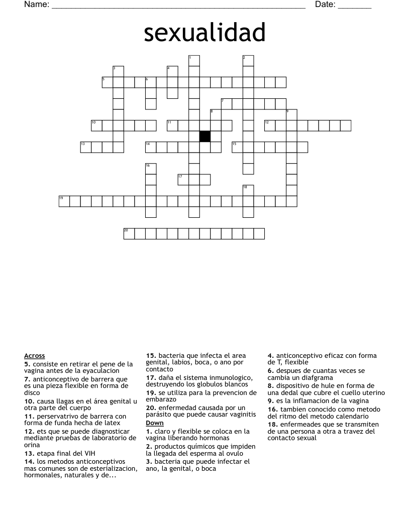 sexualidad Crossword