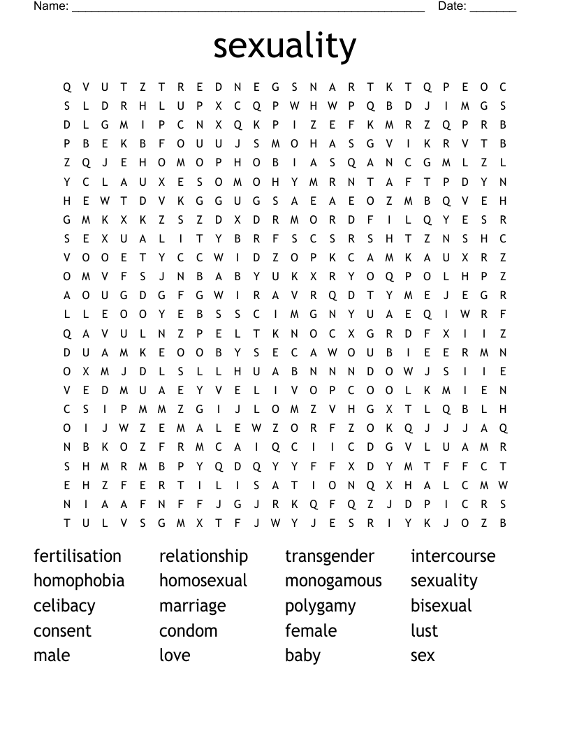 sexuality Word Search