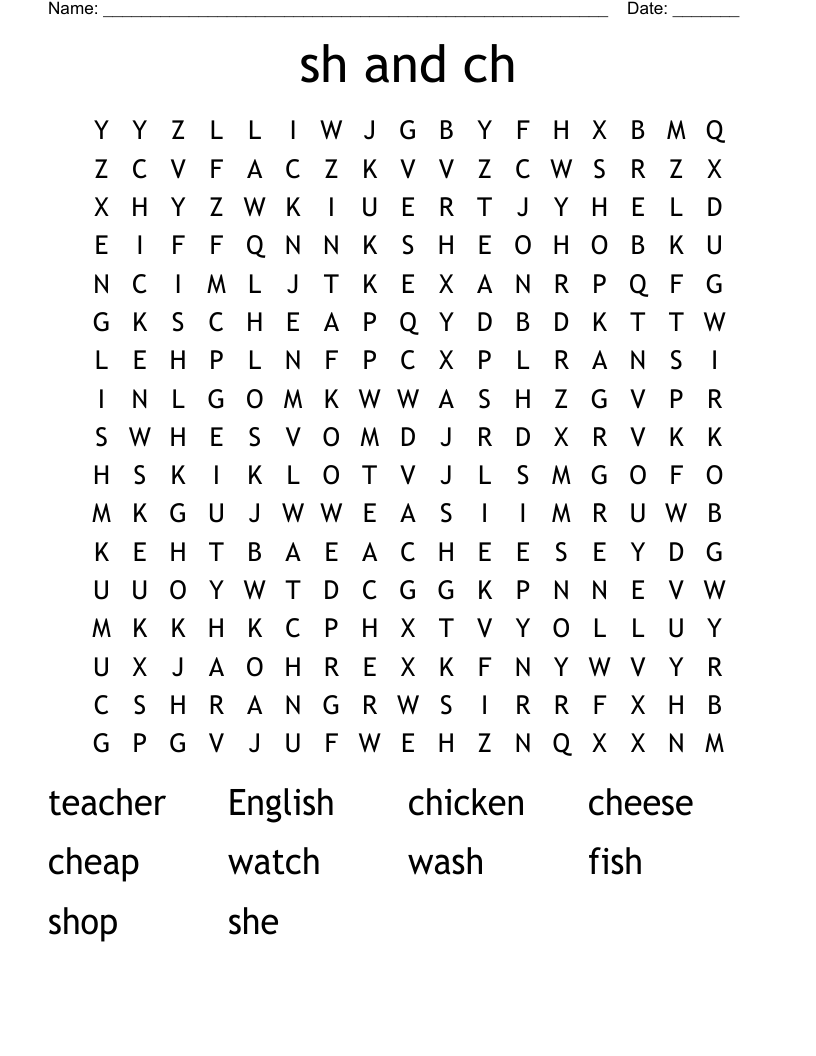 sh and ch  Word Search