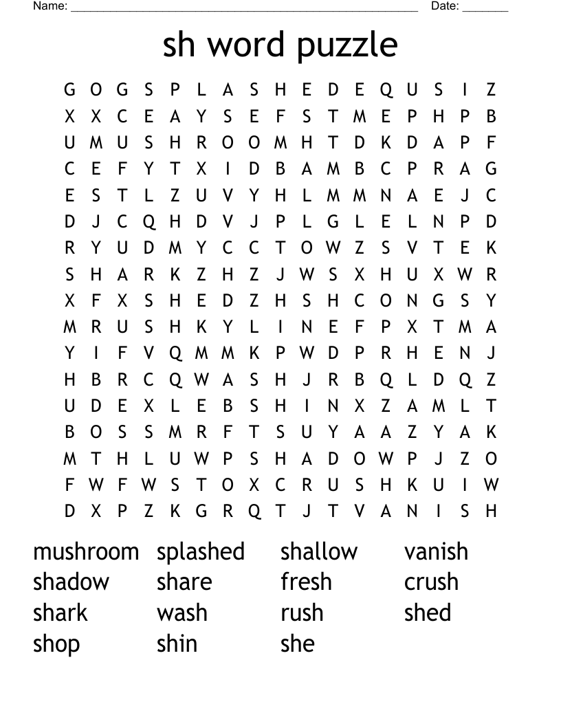 sh word puzzle Word Search