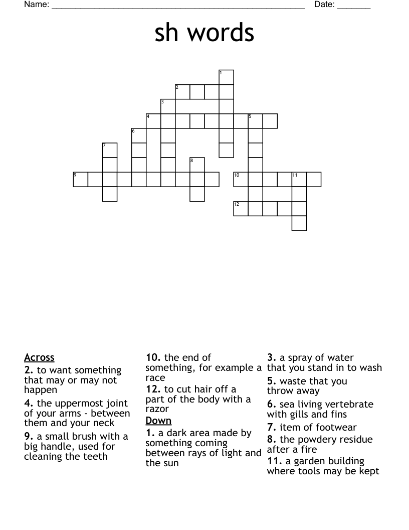 sh words Crossword