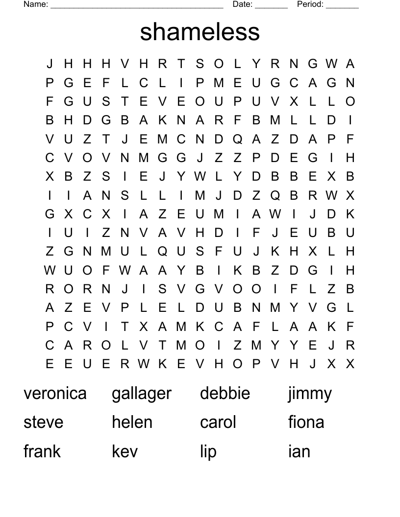 shameless Word Search
