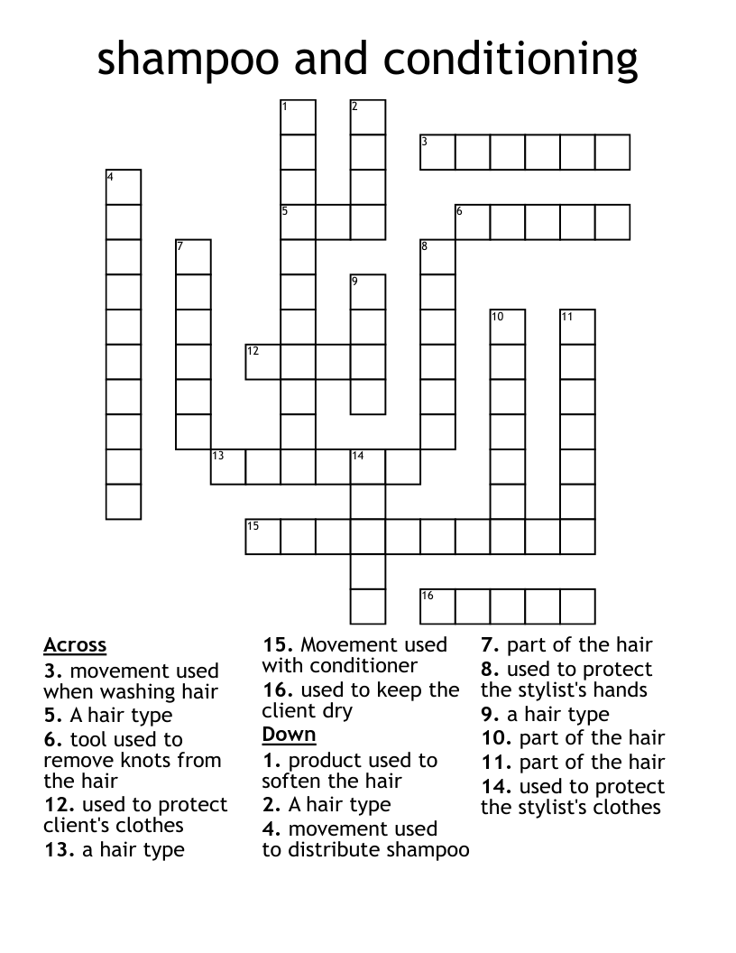 shampoo and conditioning Crossword