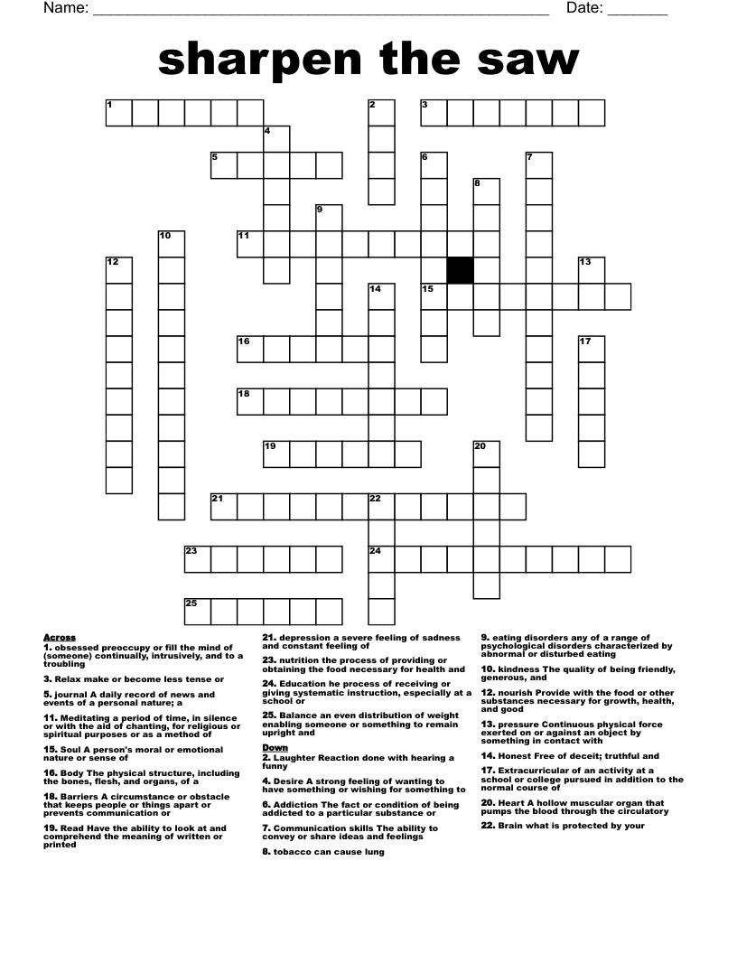sharpen the saw Crossword