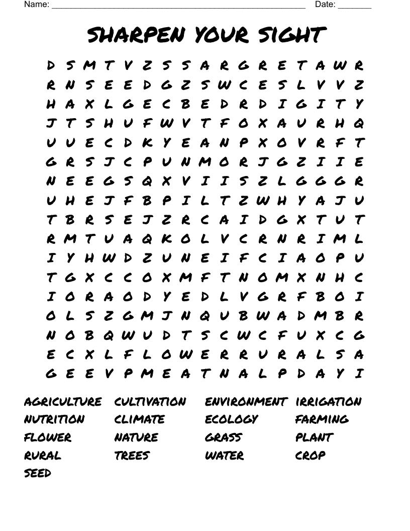 sharpen your sight Word Search