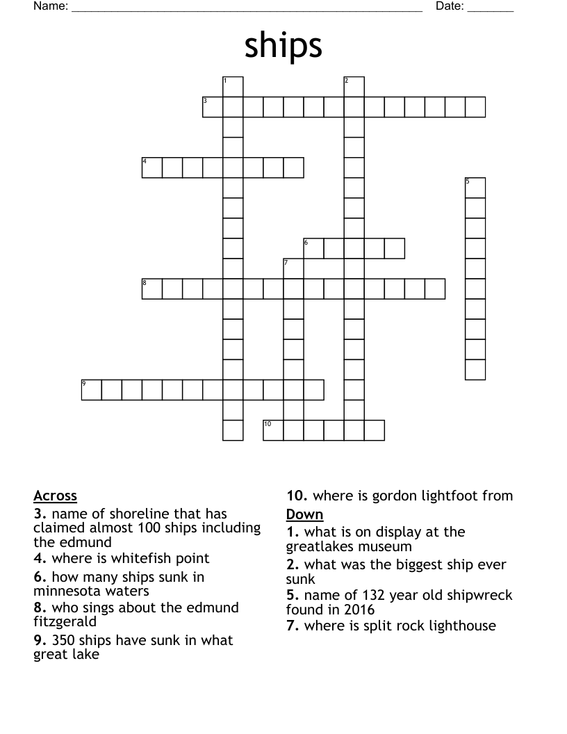 ships Crossword