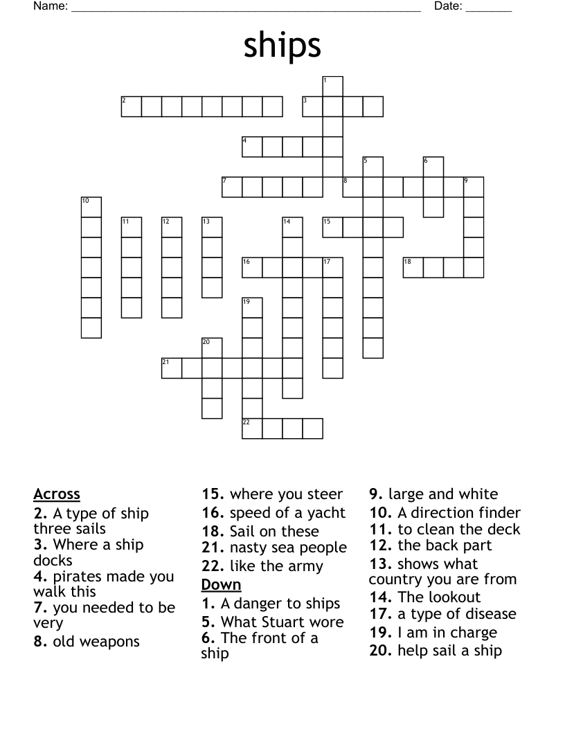 ships Crossword