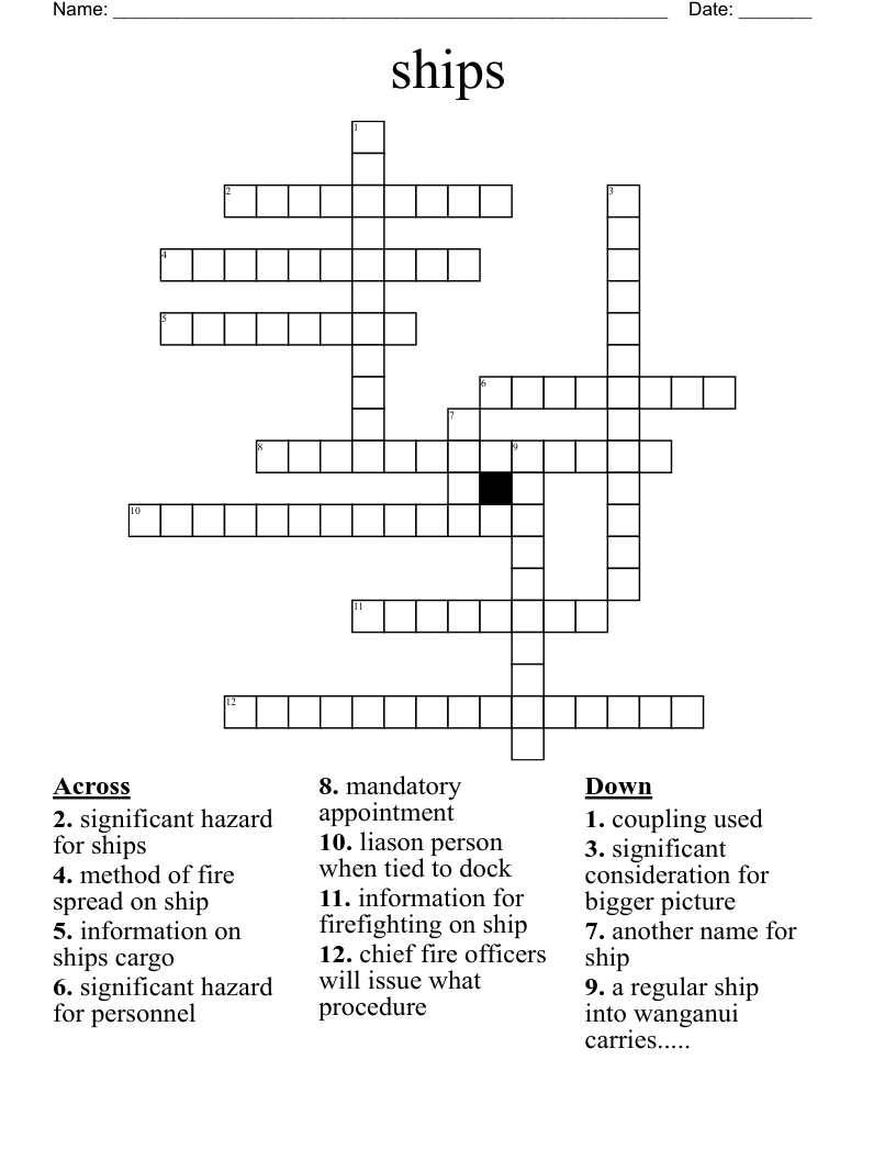 ships Crossword