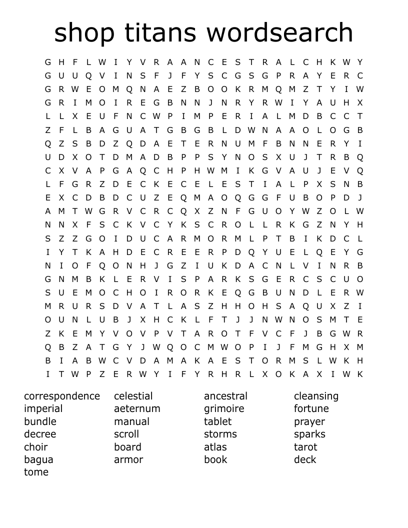 shop titans wordsearch