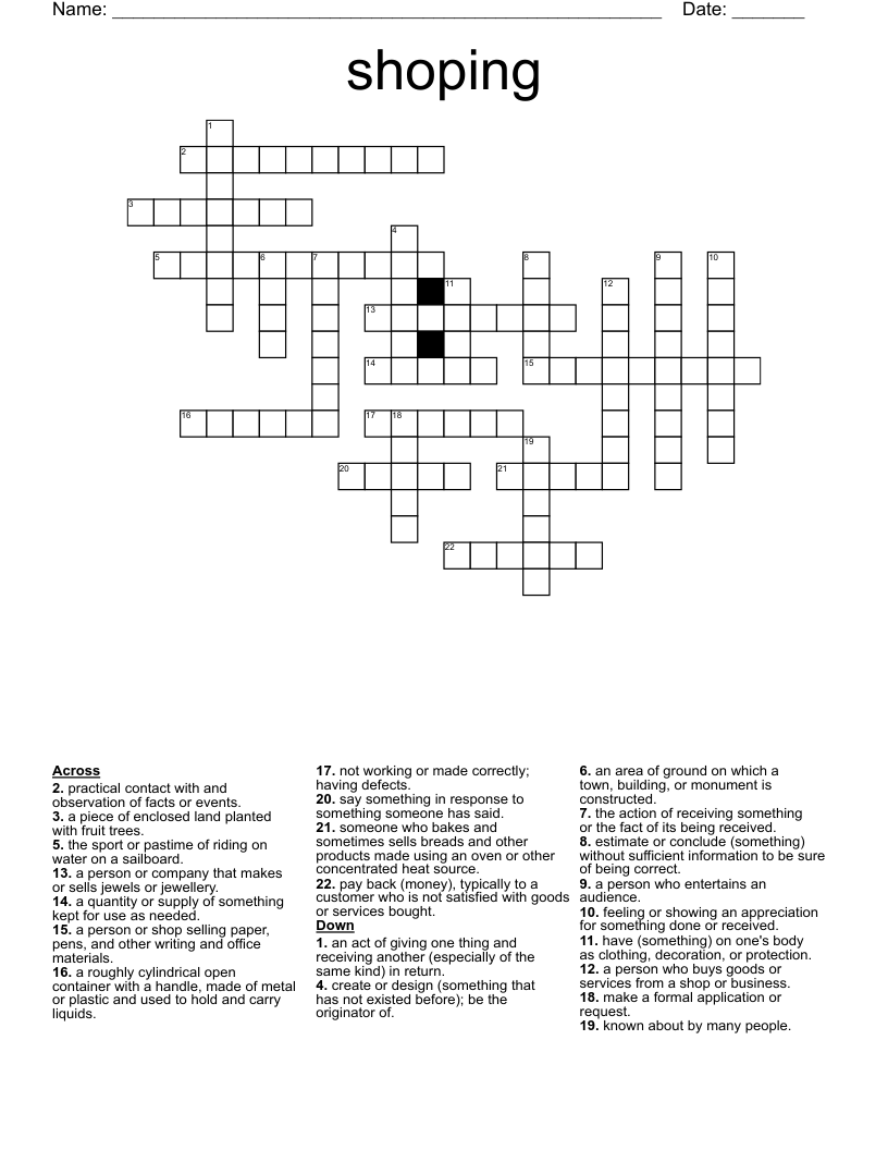 shoping Crossword