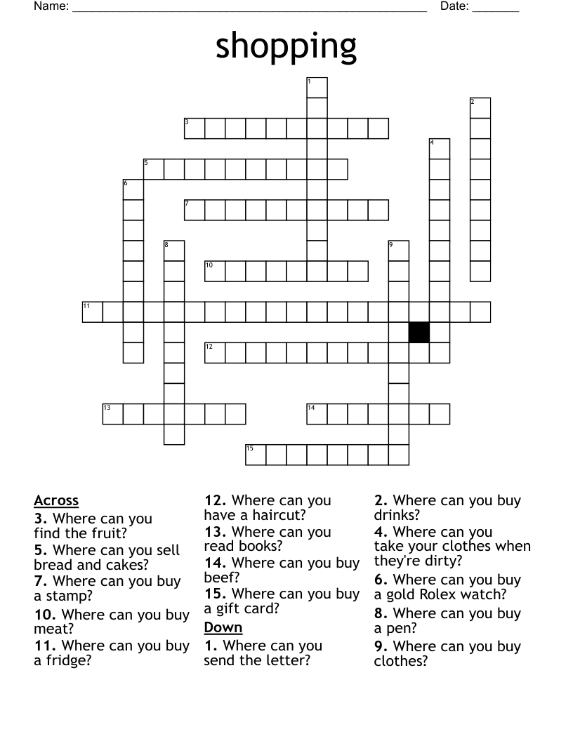 shopping Crossword