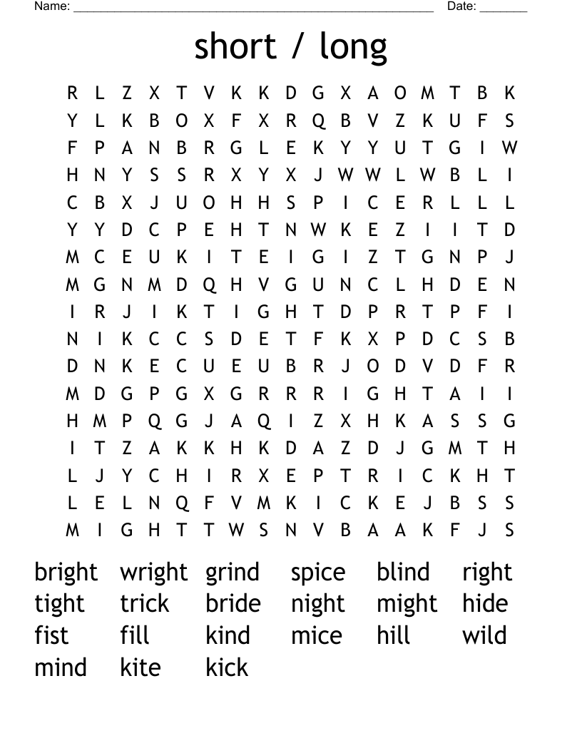short / long Word Search