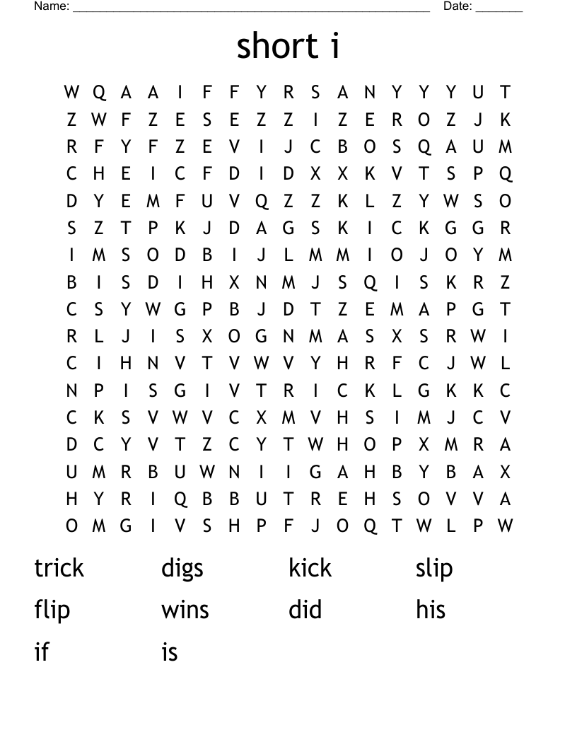 short i Word Search