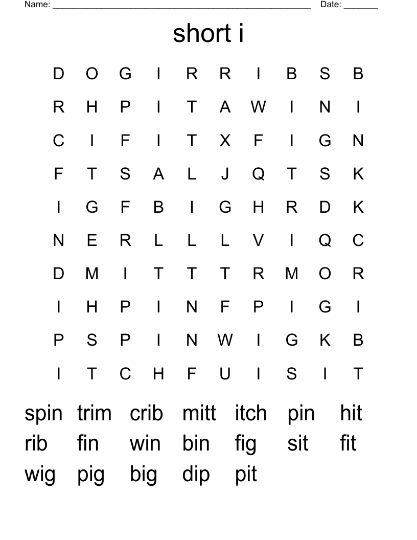 short i Word Search