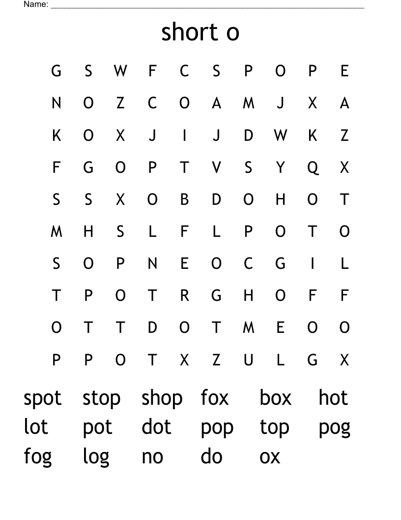 short o Word Search