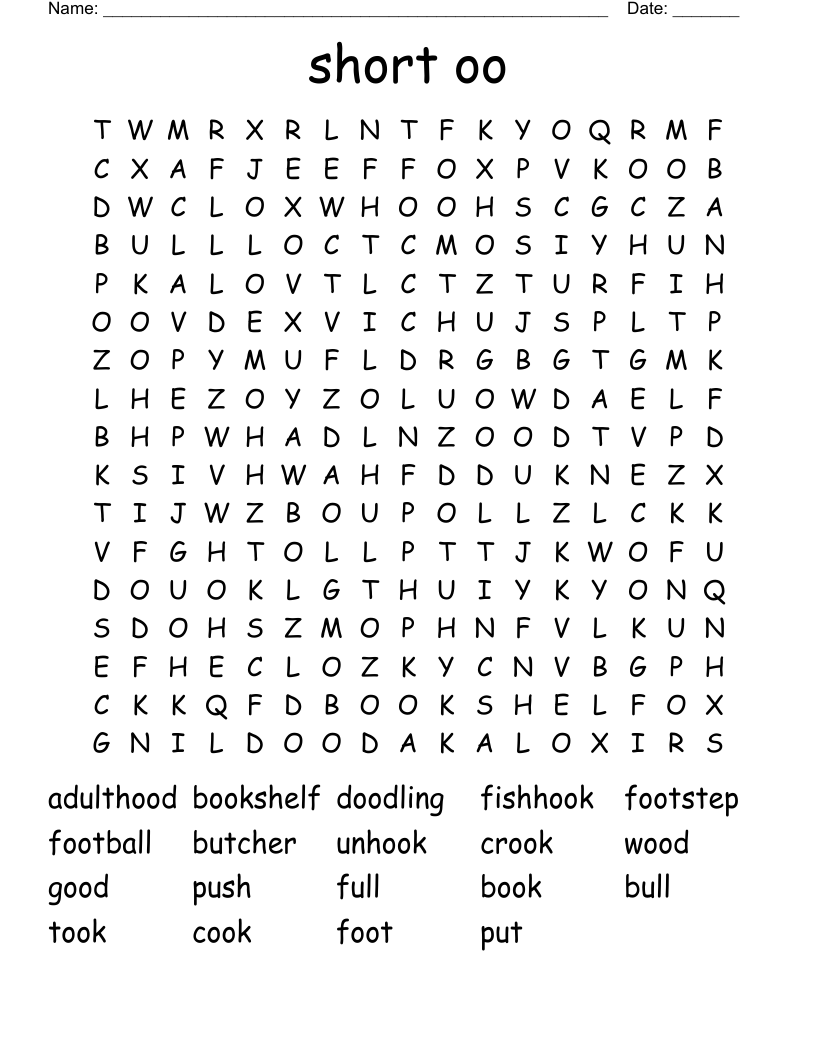 short oo  Word Search