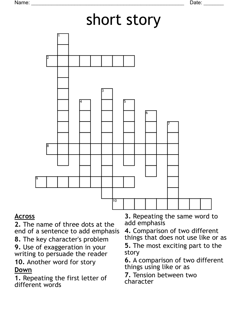 short story Crossword