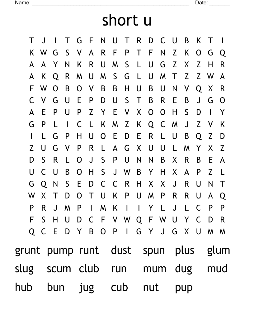 short u Word Search