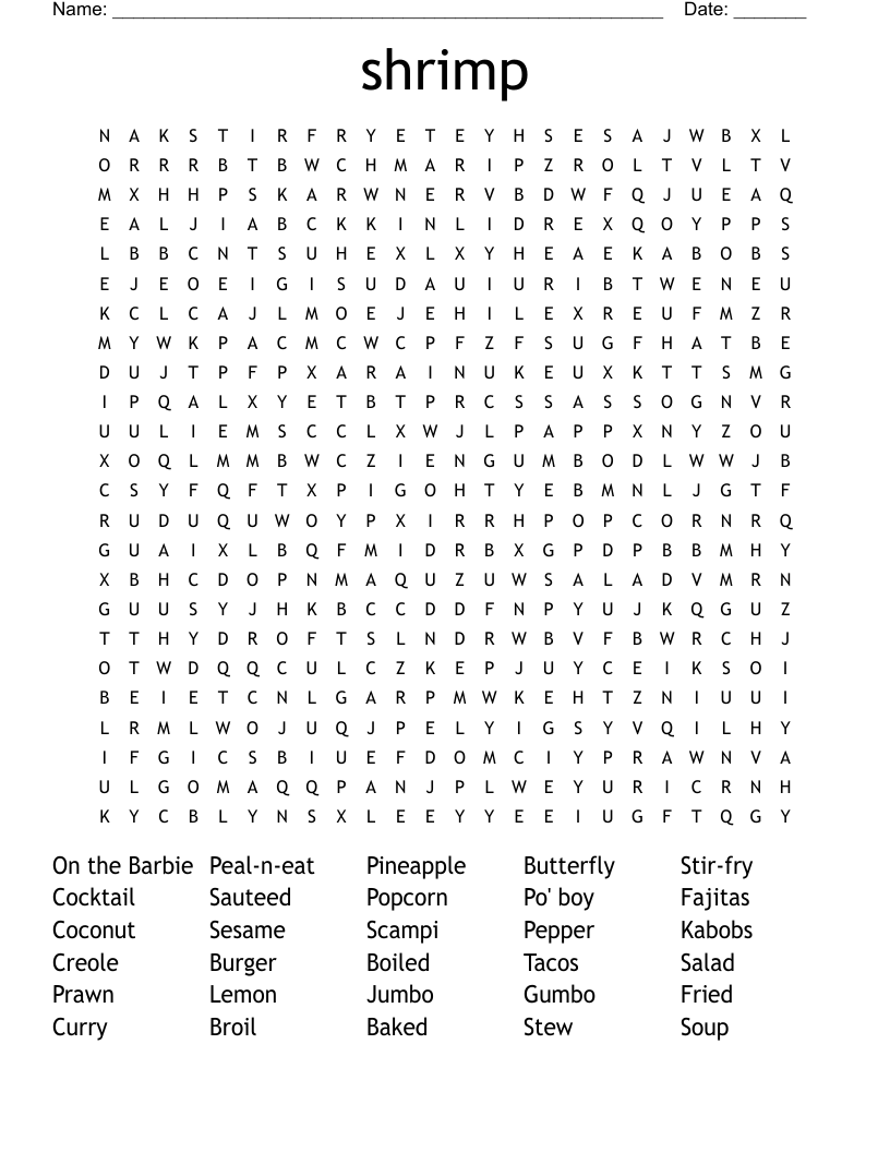 shrimp Word Search