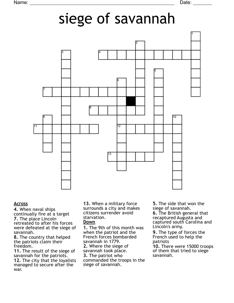 siege of savannah  Crossword