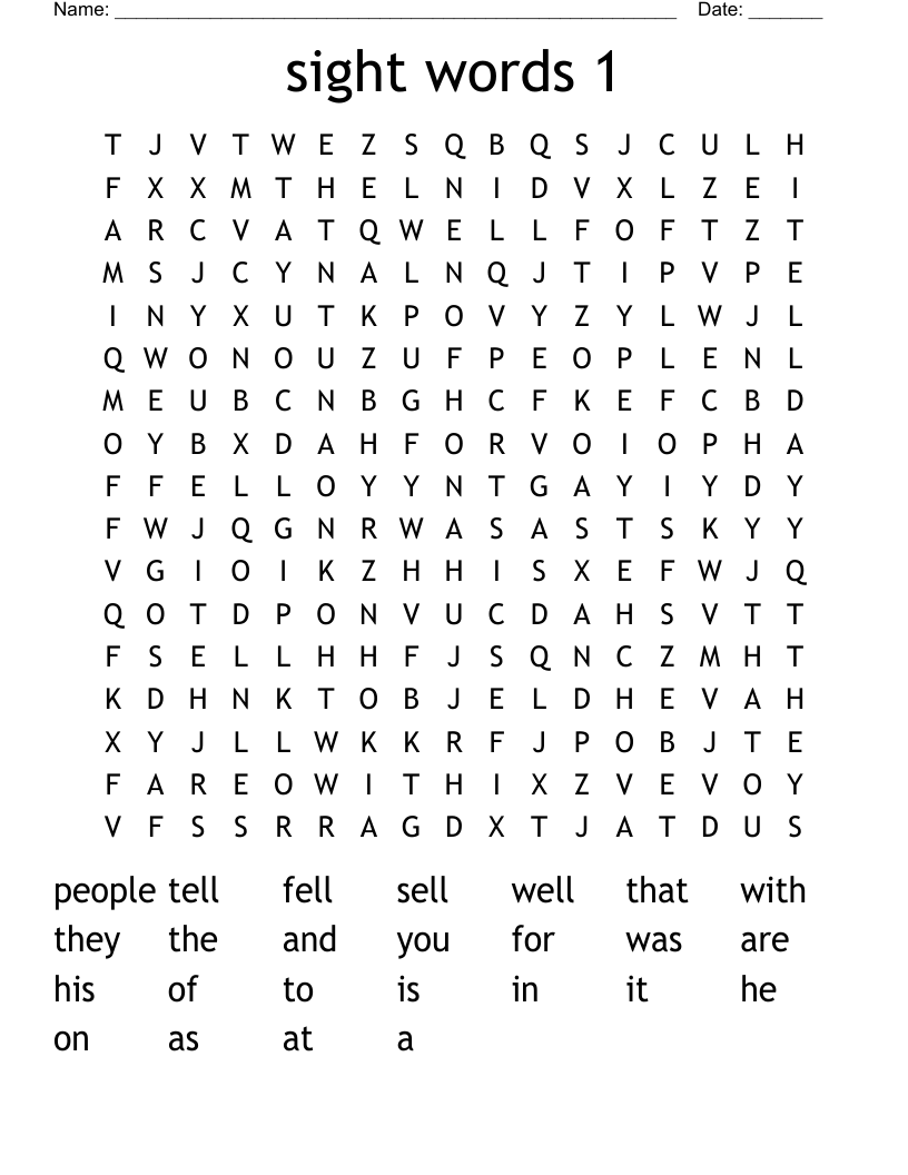 sight  words  1 Word Search