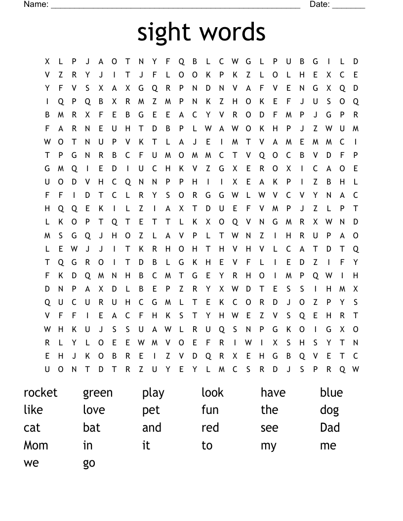 sight words  Word Search