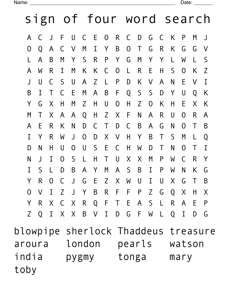 sign of four word search