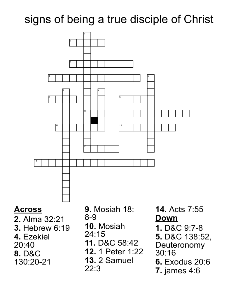 signs of being a true disciple of Christ Crossword
