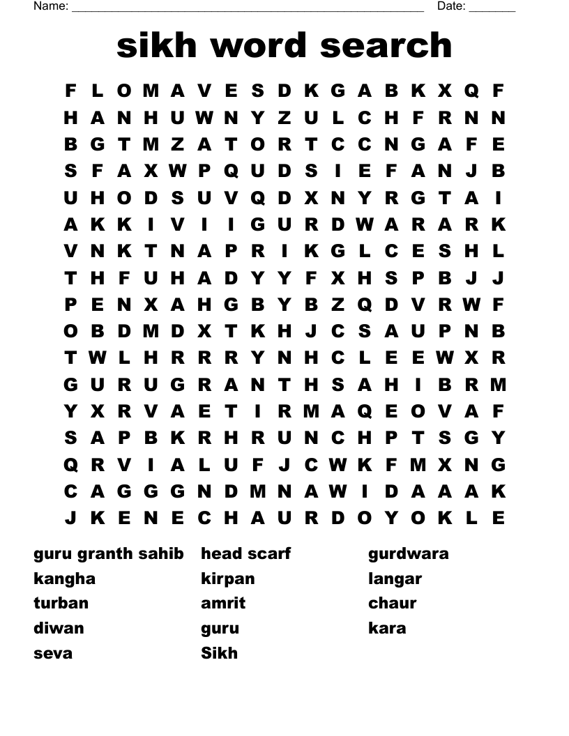 sikh word search