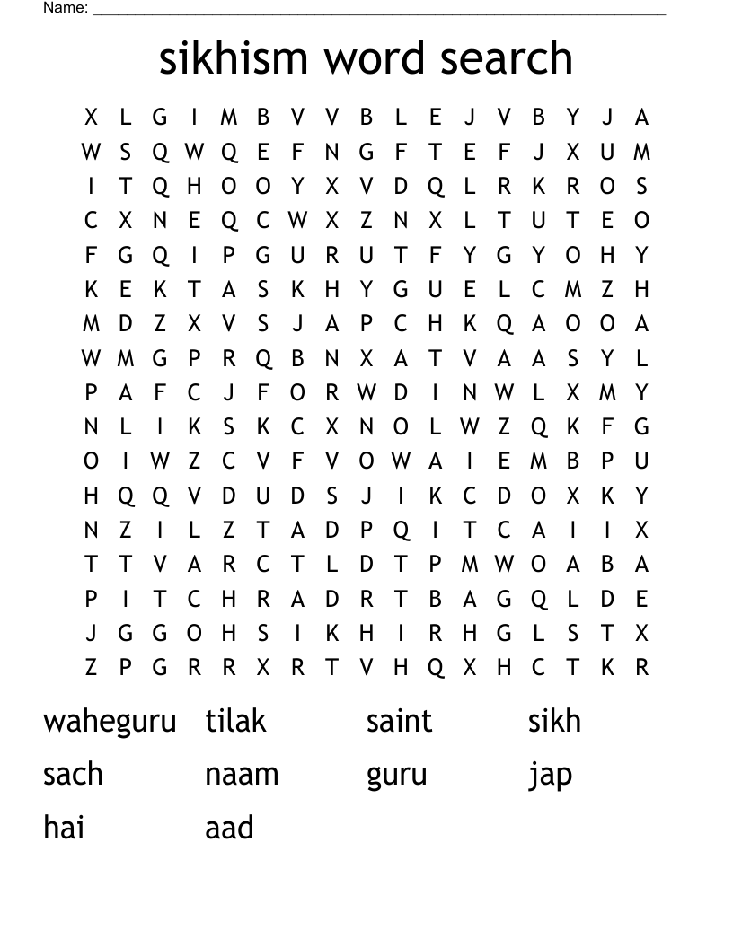 sikhism word search