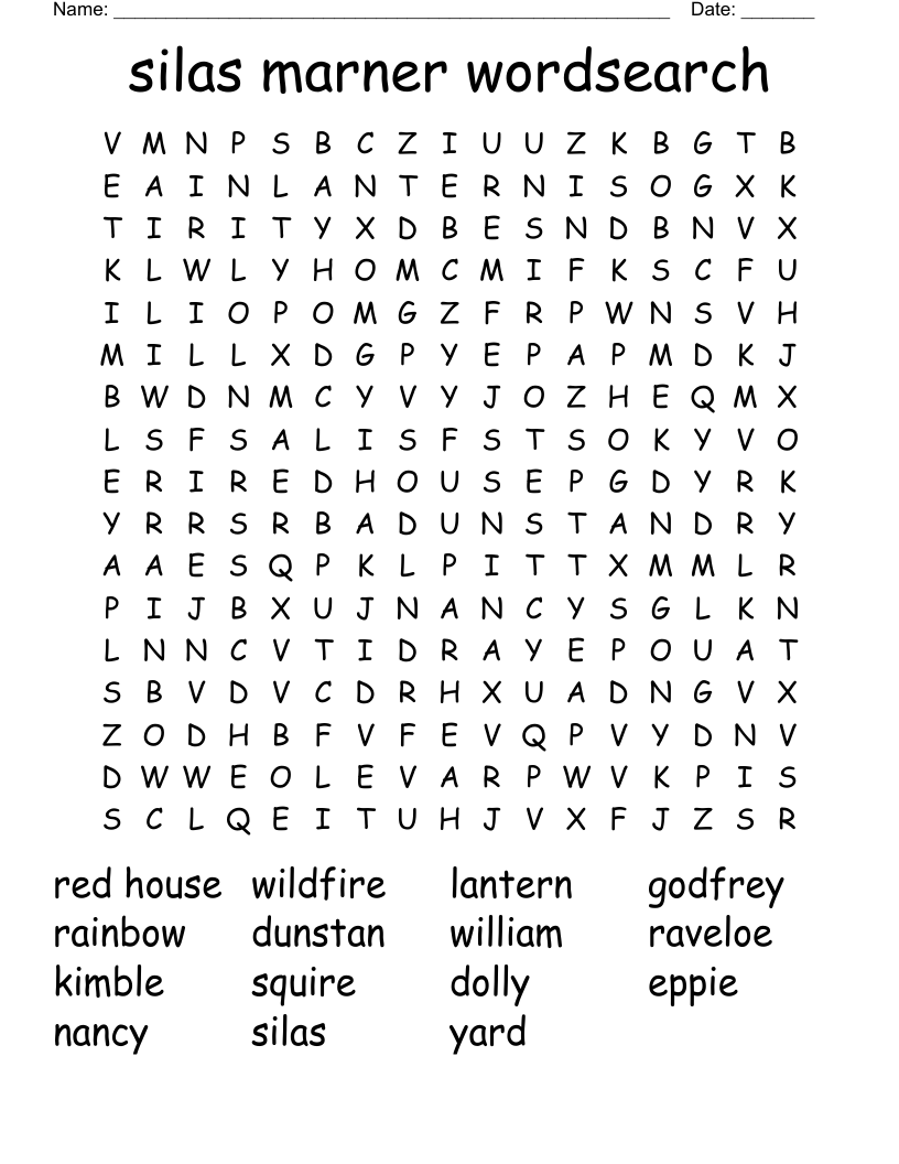silas marner wordsearch