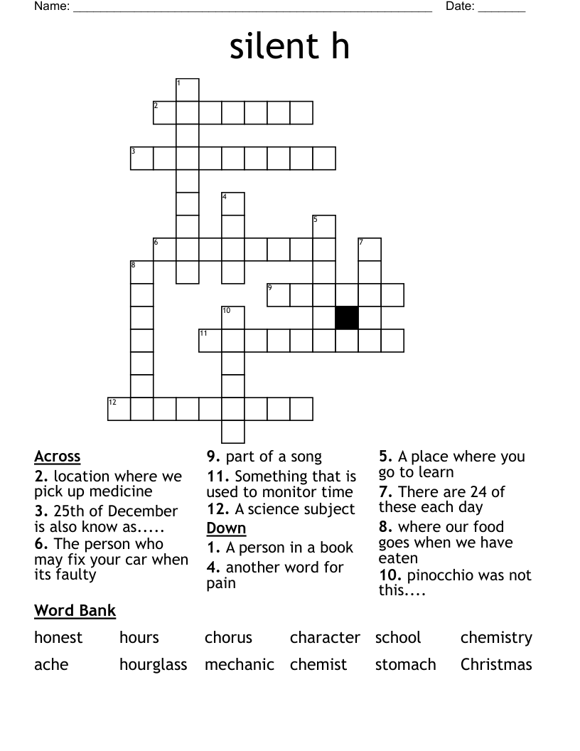 silent h  Crossword