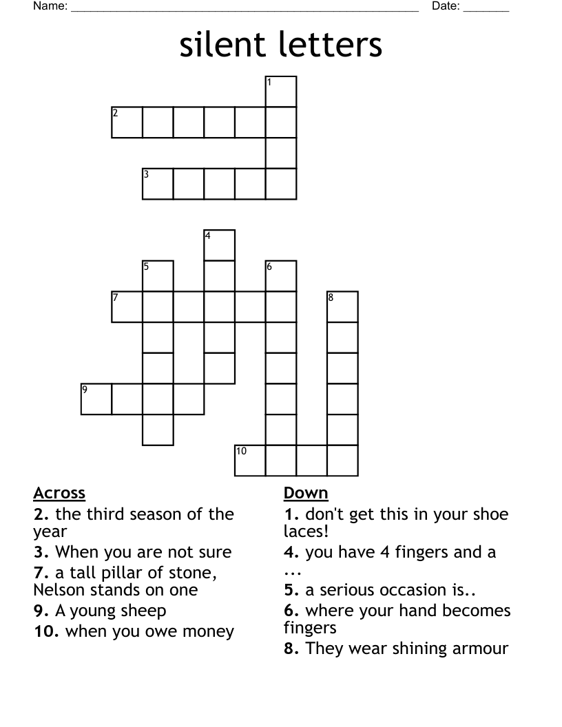 silent letters Crossword