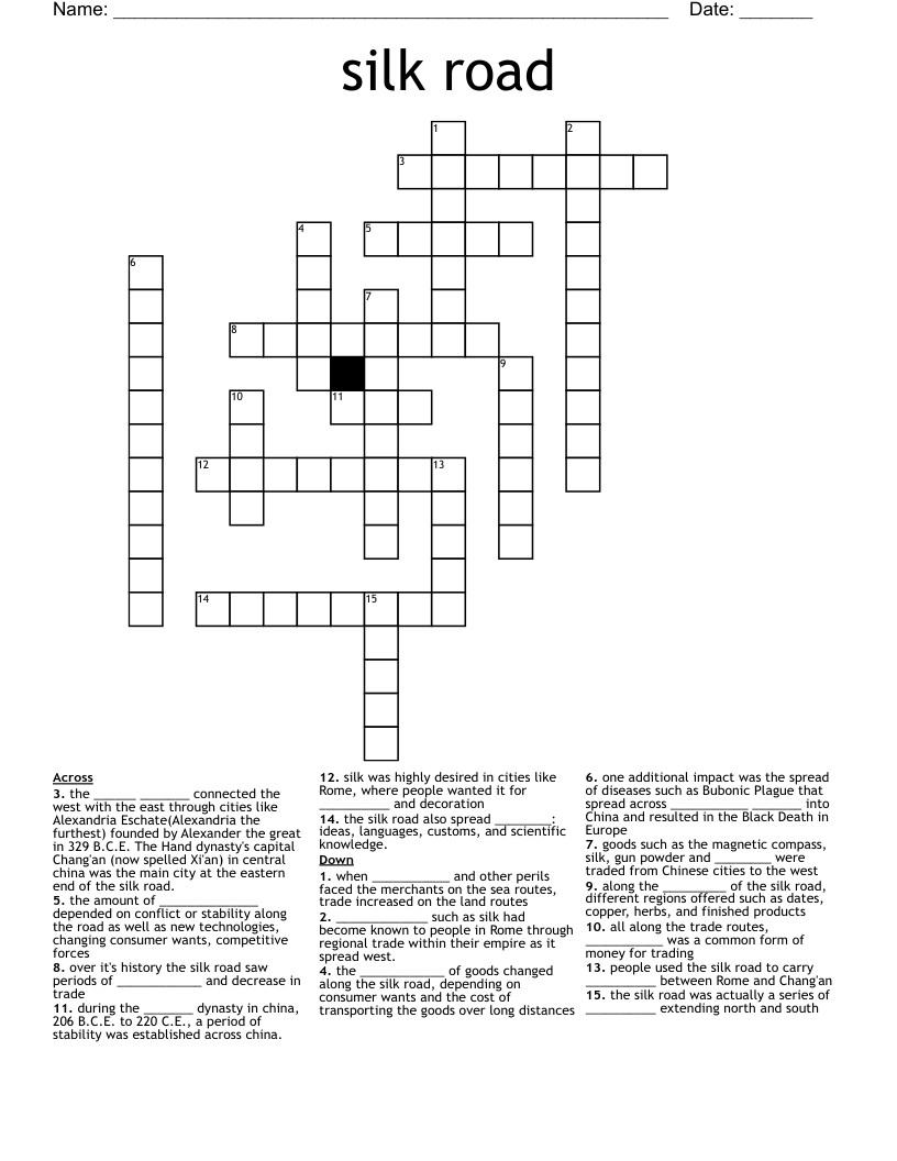 silk road  Crossword