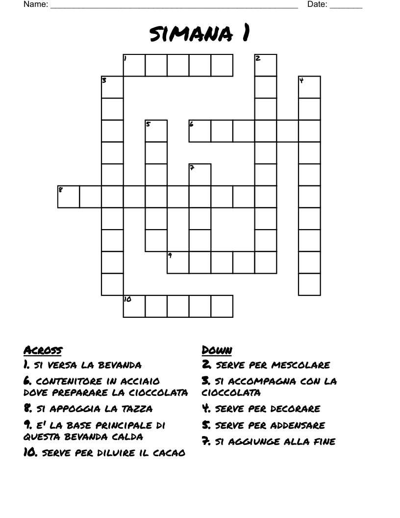 simana 1 Crossword