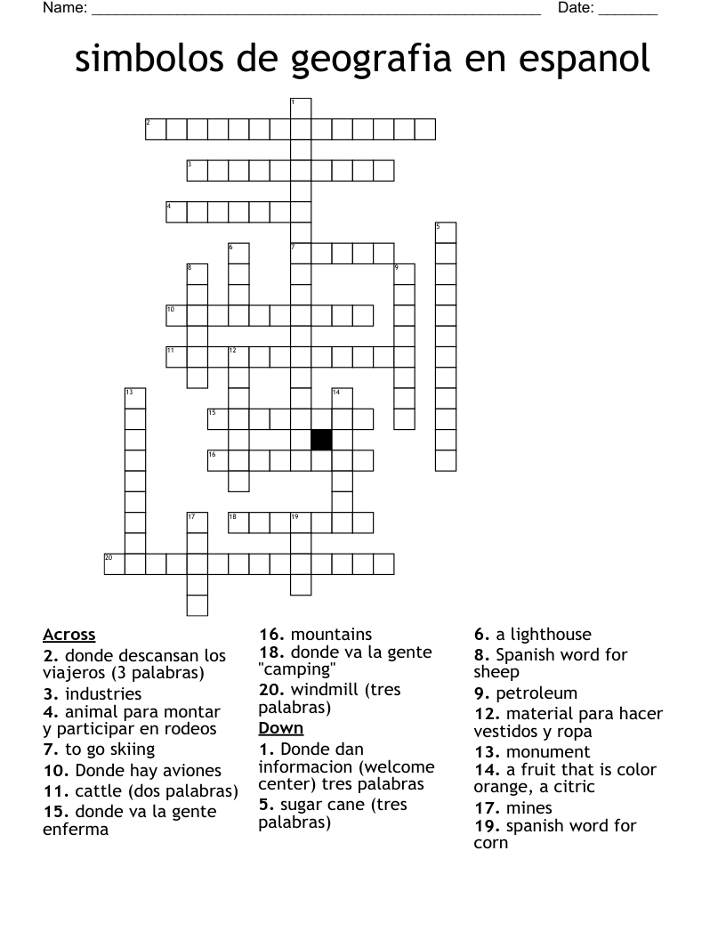 simbolos de geografia en espanol Crossword