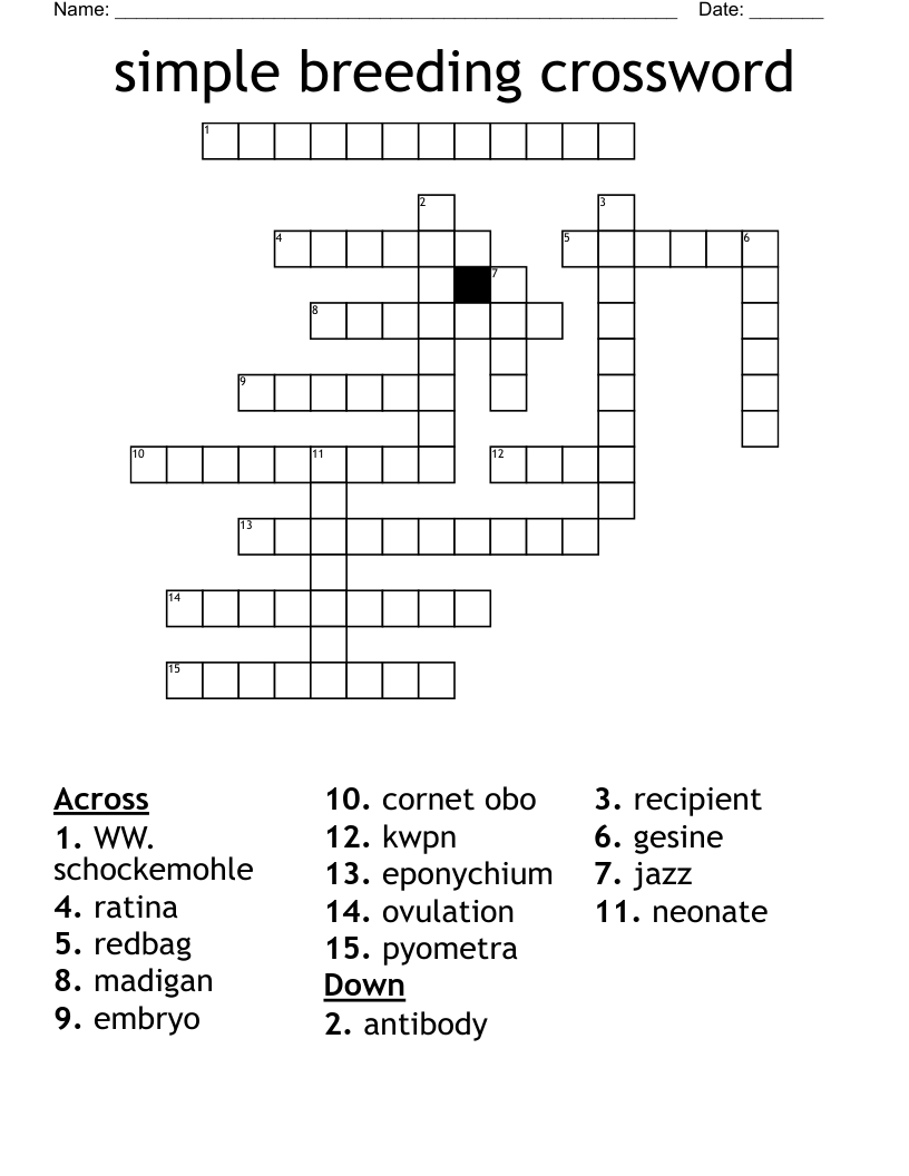 simple breeding crossword