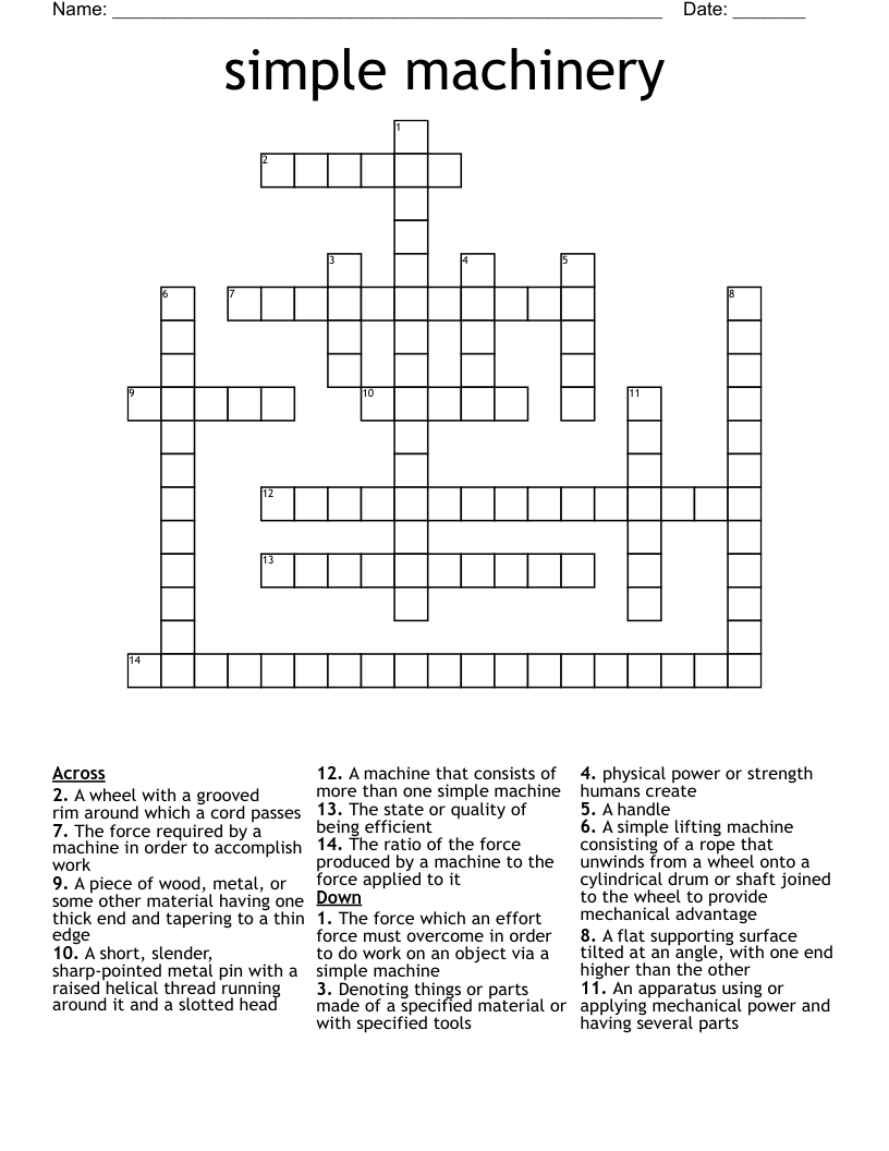 simple machinery  Crossword