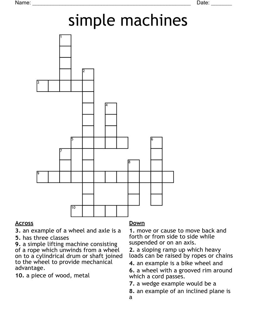 simple machines Crossword