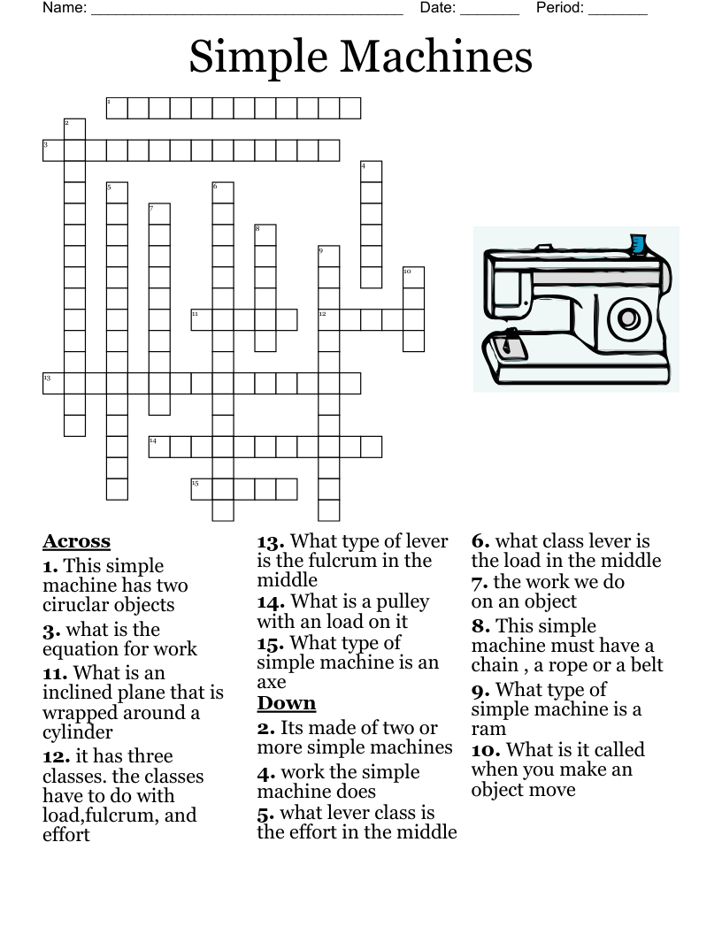 Simple Machines Crossword