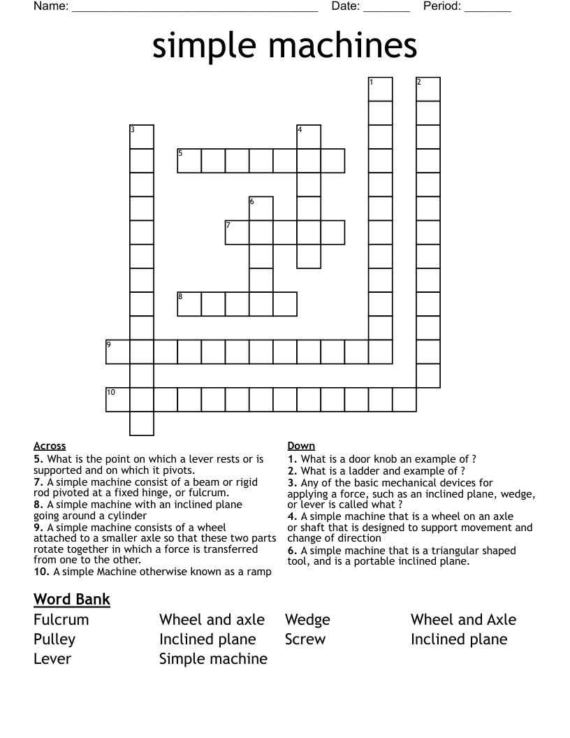 simple machines  Crossword