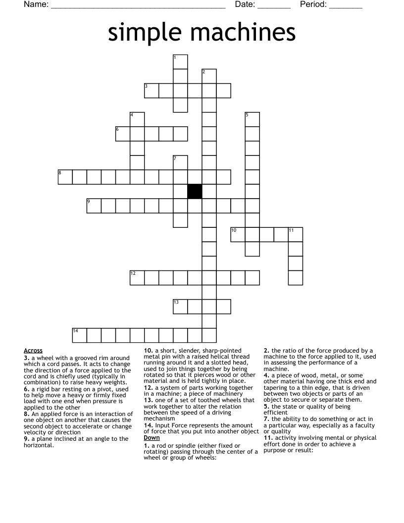 simple machines  Crossword