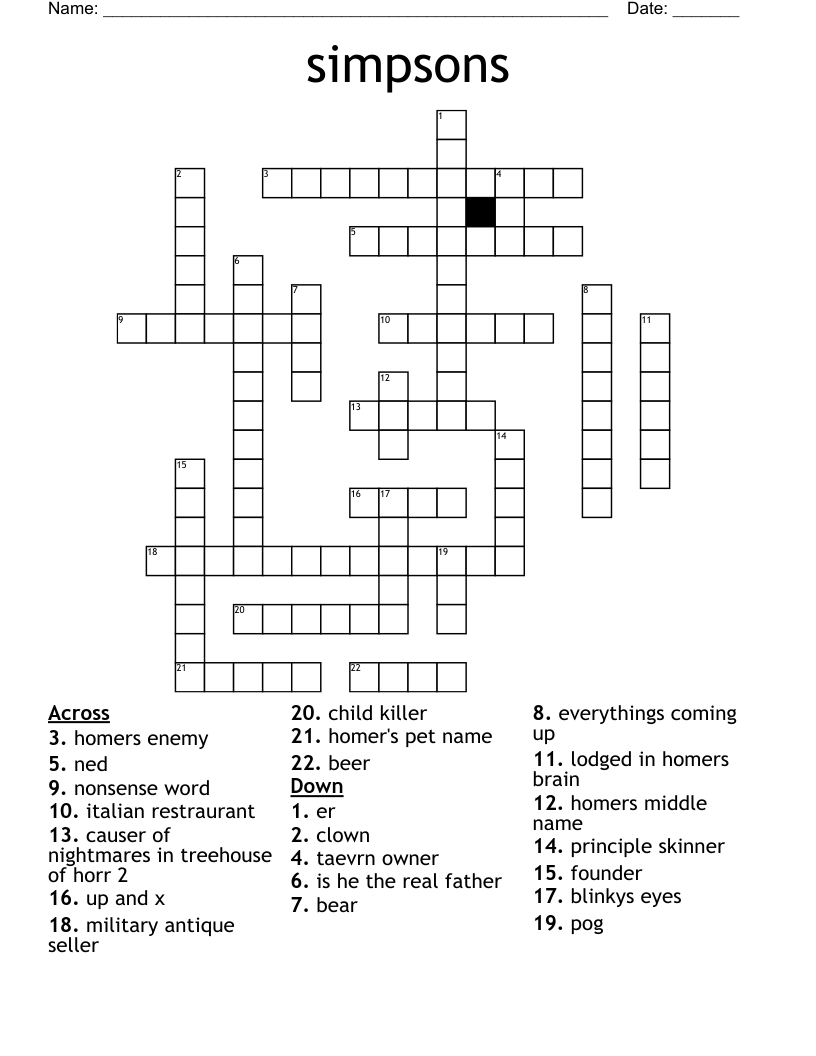 simpsons Crossword